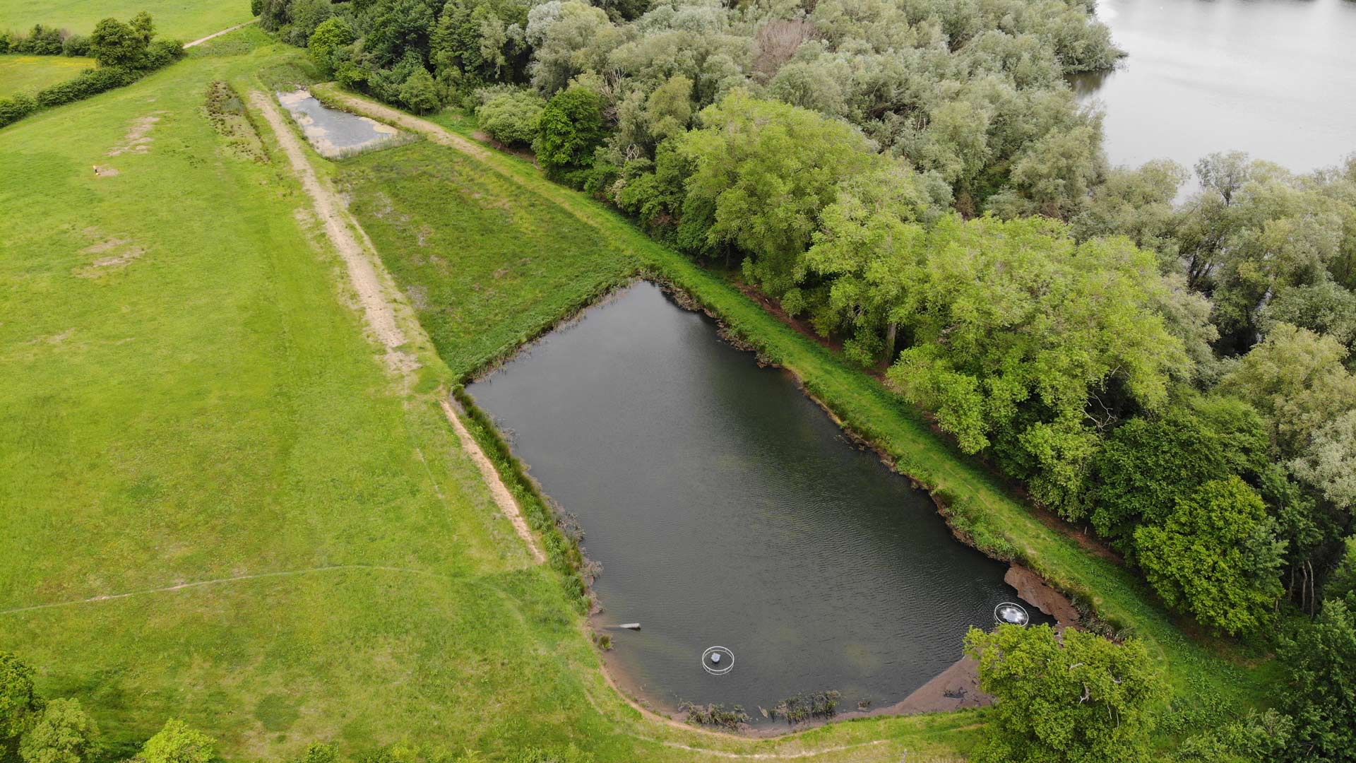 An aerial view of Durleigh wetlands