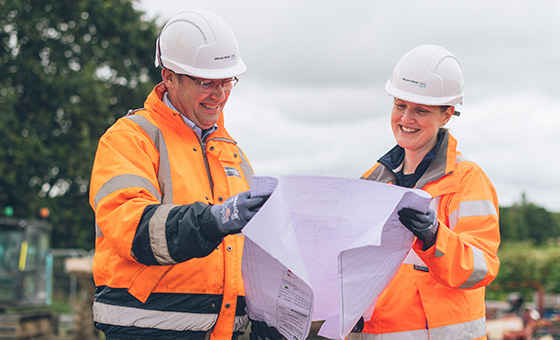 Wessex Water Construction Workers in Hivis and Hard Hats