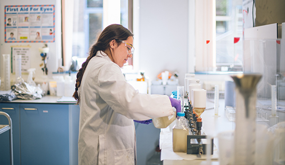 Scientist testing water samples