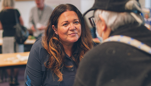 Wessex Water employee talking with an elderly customer