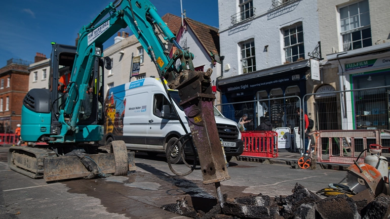 Work taking place in Devizes